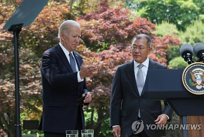 정의선 현대차 회장-바이든 미국 대통령 면담 [연합뉴스 자료사진]