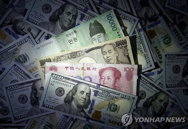 한국·일본·중국·미국의 지폐 [로이터 연합뉴스 자료사진]