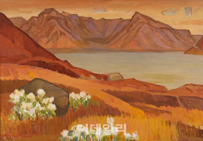 이종무 ‘백두산 천지의 백년초’(2000), 캔버스에 오일, 111×161㎝(사진=아트센터 화이트블럭)