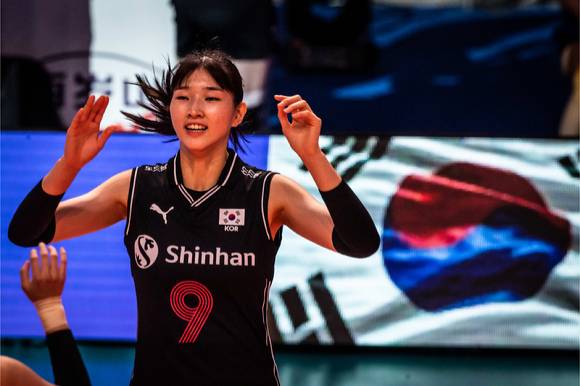 한국 여자배구 대표팀의 센터 이주아. [사진=국제배구연맹(FIVB) 홈페이지 캡처]