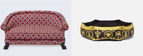 왼쪽은 구지의 펫 배드, 오른쪽은 베르사체의 펫 베드. [사진 각 사]