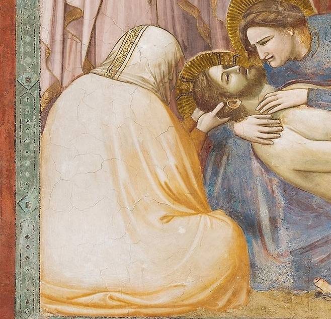 조토, 그리스도의 죽음을 슬퍼함(애도·일부 확대), 1304~1306년경.