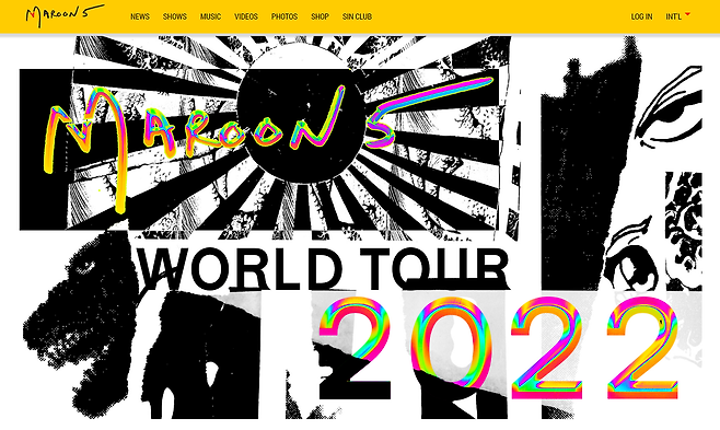 마룬파이브 공식 홈페이지 캡처