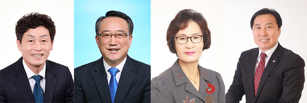 (왼쪽부터) 박한범 군의장ㆍ이병우 부의장ㆍ박정옥 행정운영위원장ㆍ조규룡 산업경제위원장