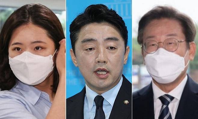 (왼쪽부터) 박지현 전 더불어민주당 비상대책위원장, 강훈식 의원, 이재명 의원