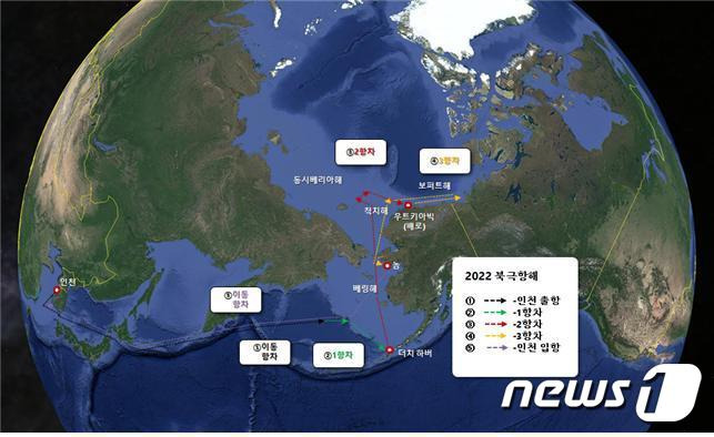 아라온호 2022 북극항해 운항 계획(해양수산부 제공)© 뉴스1