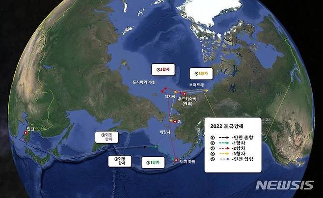 [서울=뉴시스] 2022 북극항해 운항 계획.