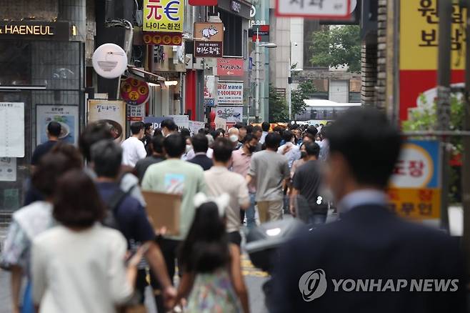 점심시간 서울의 한 식당가. [연합뉴스 자료사진]