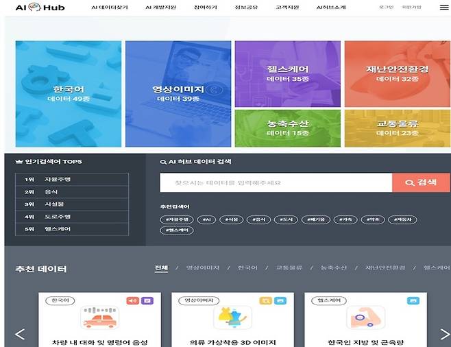 AI 학습용 데이터가 축적돼있는 'AI 허브'. (사진=과학기술정보통신부 제공) *재판매 및 DB 금지