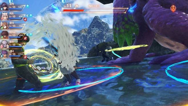 강력한 기술을 발동하는 중