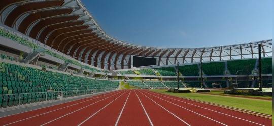 15일부터 개막하는 2022세계육상선수권대회장소인 미국 오리건주 유진의 헤이워드 필드. 나이키 창업자인 필 나이트가 육상선수로 활약했던 오리건대학교 캠퍼스내에 위치해 있다. [헤이워드 필드 홈페이지 캡처]