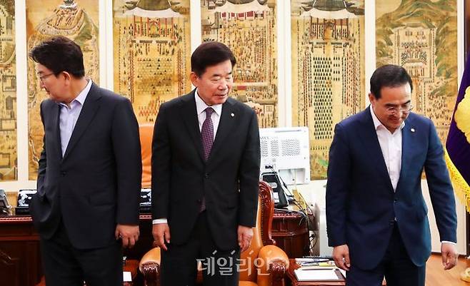 김진표 국회의장, 권성동 국민의힘 대표직무대행, 박홍근 더불어민주당 원내대표 ⓒ데일리안 박항구 기자