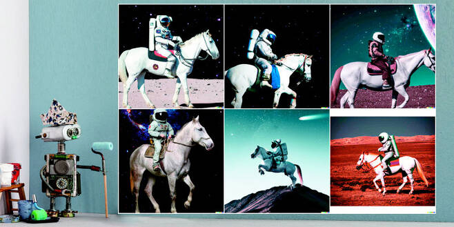 인공지능 화가 `달리2(DALL-E 2)`가 그린 말을 탄 우주비행사. [사진 출처 = 게티이미지뱅크]