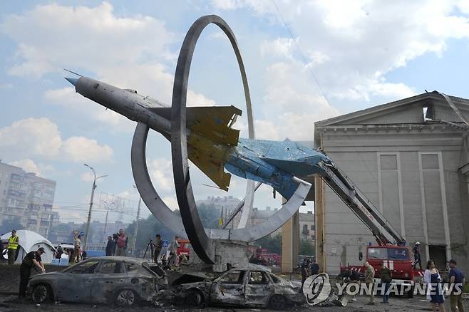 우크라이나 빈니차에 있는 구소련 미그-21 전투기 기념물 [AP 연합뉴스 자료사진. 재판매 및DB 금지]