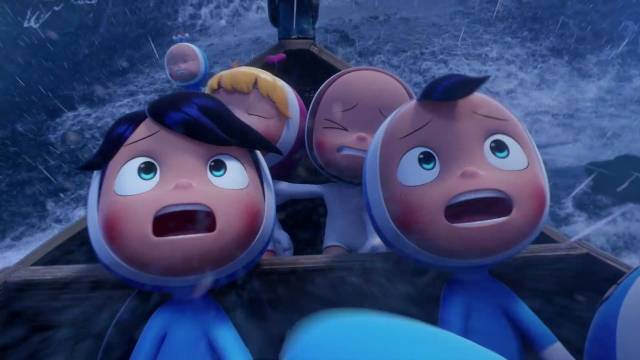 남자친구 웅이와 헤어지고 힘들어하는 유미의 심리를 윤 감독은 폭풍우가 몰아치는 바다에서 파도에 휩쓸려다니는 세포들의 모습으로 표현했다. 티빙 제공