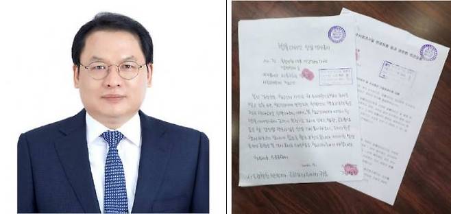 사진 왼쪽 강신업 변호사. 사진 오른쪽은 서울경찰청 제출 김성진 자필 선임장