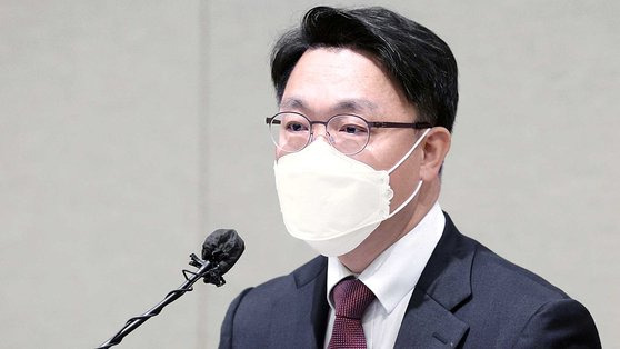 2022년 5월 16일 김진욱 고위공직자범죄수사처 처장이 기자간담회를 열고 있다. 연합뉴스