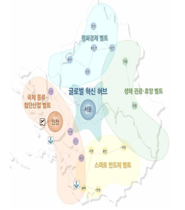 제4차 수도권정비계획 지역별 특화벨트 위치도. 이천시 제공