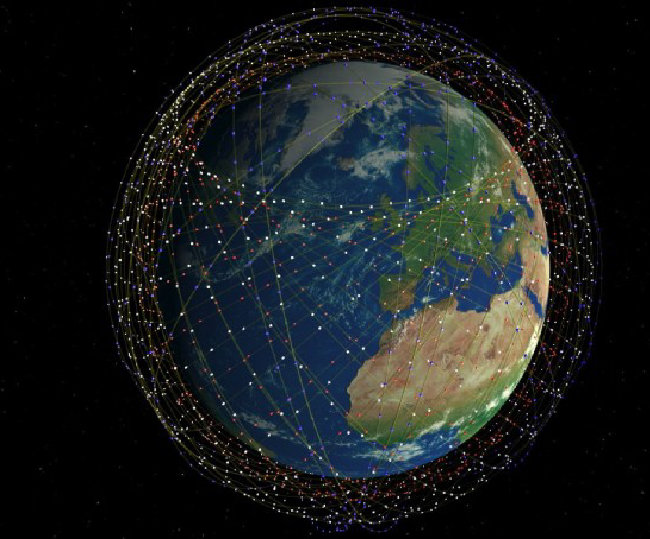 전기차업체인 테슬라 창업자 일론 머스크가 설립한 민간 우주기업 스페이스X가 서비스하고 있는 위성 인터넷 ‘스타링크’의 운용 개념도. [스페이스X]