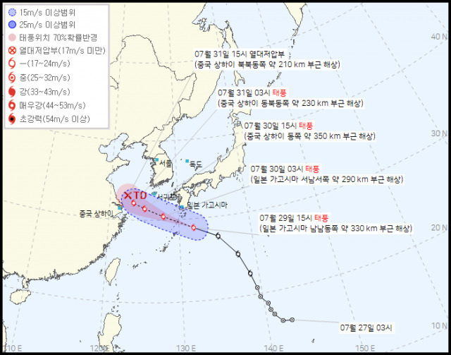 제5호 태풍 송다(SONGDA) 예상 경로. [기상청]