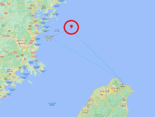 대만의 둥인다오 위치[붉은 원) [구글지도 캡처. 재판매 및 DB 금지]