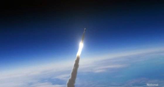 적의 탄도미사일을 격추하기 위해 대기권 밖을 날고 있는 SM-3 블록 IIA. 컴퓨터 그래픽으로 구현한 장면이다. 미 MDA