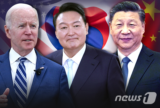 왼쪽부터 조 바이든 미국 대통령, 윤석열 대통령, 시진핑 중국 국가주석. ⓒ News1 김초희 디자이너