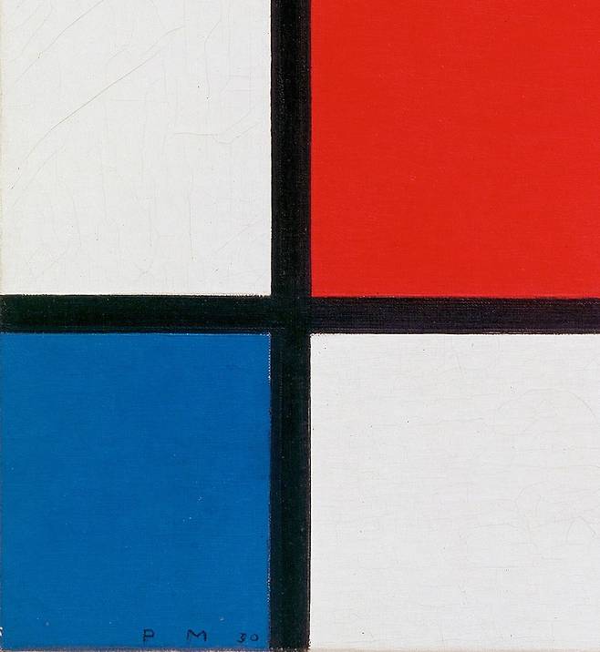 피에트 몬드리안, 빨강, 파랑, 노랑의 구성(일부 확대), 1930