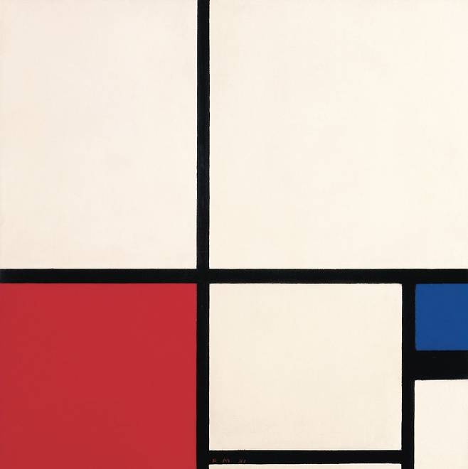 몬드리안, composition in colours_composition no. 1 with red and blue, 1931