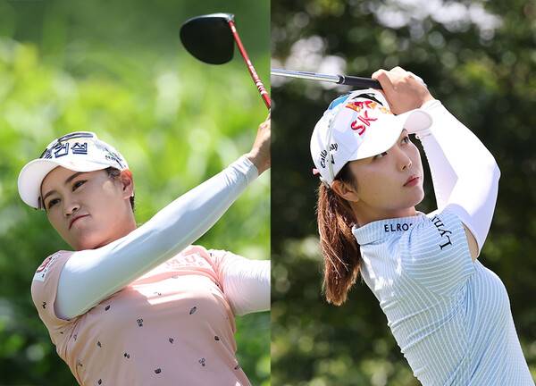 2022년 한국여자프로골프(KLPGA) 투어 제주삼다수 마스터스 우승을 차지한 지한솔 프로와 준우승한 최예림 프로가 최종라운드에서 경기하는 모습이다. 사진제공=KLPGA