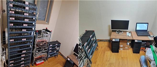문체부 특사경과 대전지검 특허부로부터 압수된 방송송출 설비. 스카이라이프 셋톱기기·인코더(왼쪽), 서버용 PC./대전지검