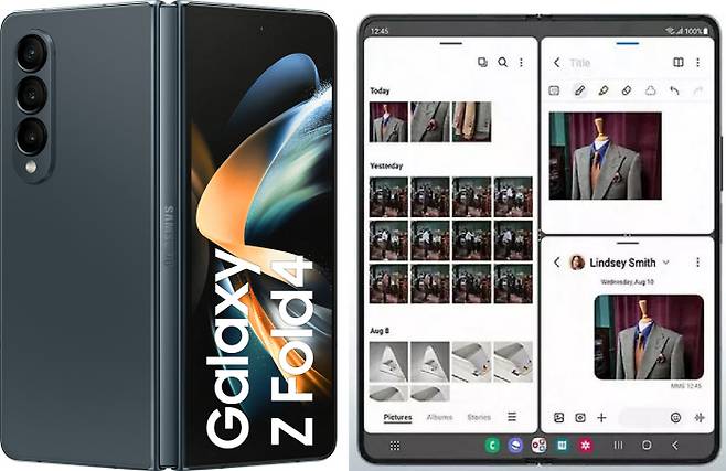 갤럭시Z폴드4는 멀티윈도우인터페이스 기능이 향상돼 내부 디스플레이에서 최대 3개의 창을 동시에 표시할 수 있을 전망이다. [사진 출처 = 윈퓨처]