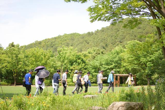 대구시민들이 대구수목원에서 현장나무 실습을 하고 있다. 대구수목원 제공