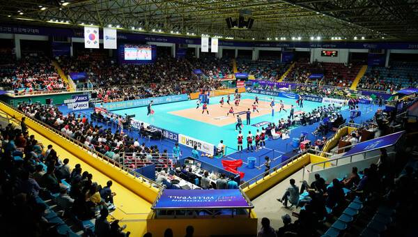 2019년 순천에서 열린 KOVO컵 경기모습.