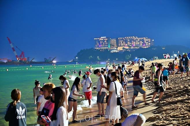 야간 속초해수욕장