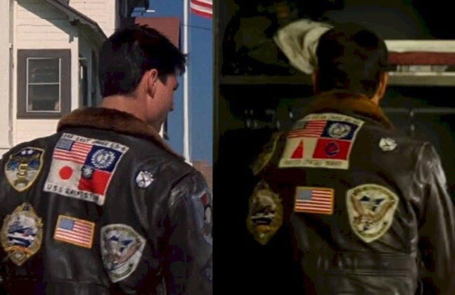 영화 ‘탑건: 매버릭’ 속 한 장면. 톰 크루즈가 대만 국기가 그려진 점퍼를 입고 있는 모습. (사진=트위터)