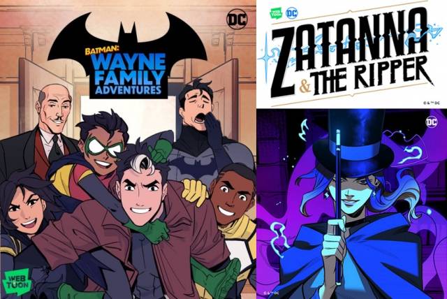 네이버웹툰의 DC 오리지널 웹툰 ‘배트맨: 웨인 패밀리 어드벤처(왼쪽)’와 ‘자타나&더 리퍼’. 사진 제공=네이버웹툰