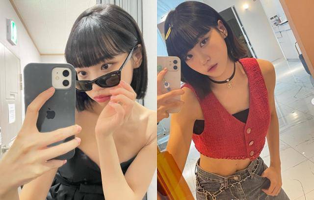 김채원은 헤어의 기장감, 질감 처리법 등에 차이를 주면서 이미지 스펙트럼을 넓혔다. 김채원 SNS