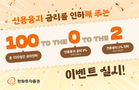 한화투자증권은 다음달 30일까지 신용융자 금리를 인하해 주는 이벤트를 실시한다.[사진=한화투자증권]
