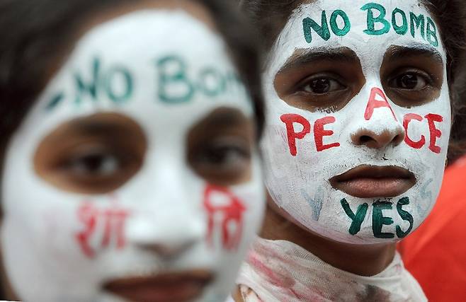인도 뭄바이에서 열린 전쟁 반대 시위 /ⓒAFP=뉴스1