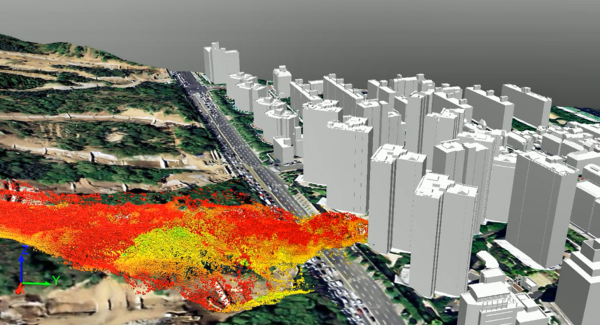 집중호우로 인한 서울 지역 산사태 시뮬레이션