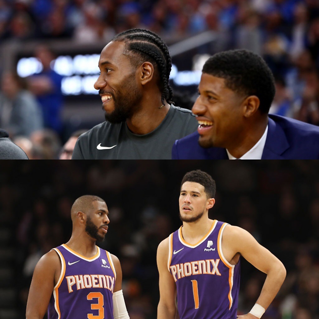카외이 레너드와 폴 조지의 복귀 첫 홈경기 상대로 폴과 부커가 이끄는 피닉스로 정해졌다. 게티이미지 갈무리