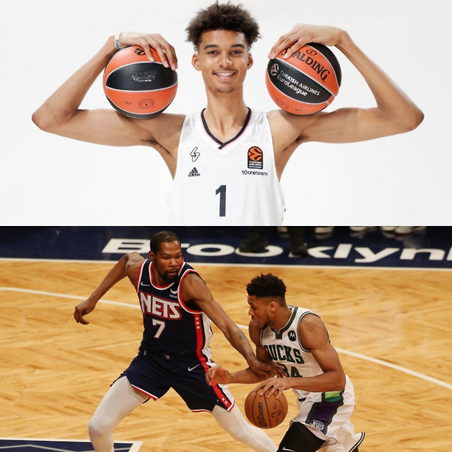 웸반야마가 NBA 롤 모델로 케빈 듀란드와 야니스 아데토쿤보를 뽑았다. 유로 바스켓, 게티이미지 제공