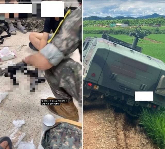 일부 현역 병사가 SNS에 총기·군 차량 등이 찍힌 사진을 게재했다.(출처=‘육군훈련소 대신 전해드립니다’ 페이스북 페이지)