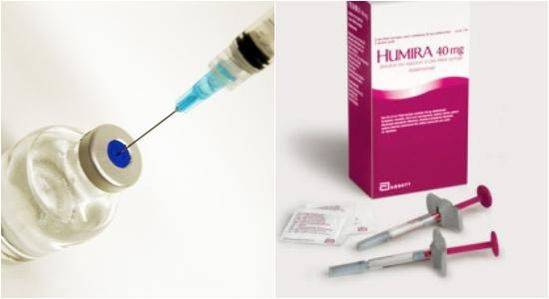 정맥주사 형태의 램시마(왼쪽)와 피하주사 형태의 휴미라