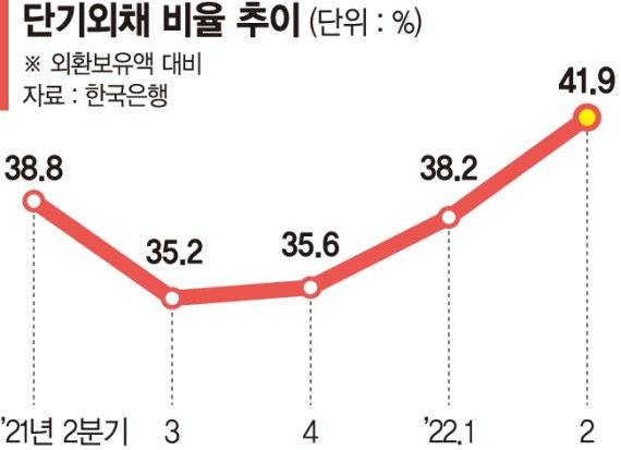 단기외채비율 10년來 최고… 달러빚 쌓인다