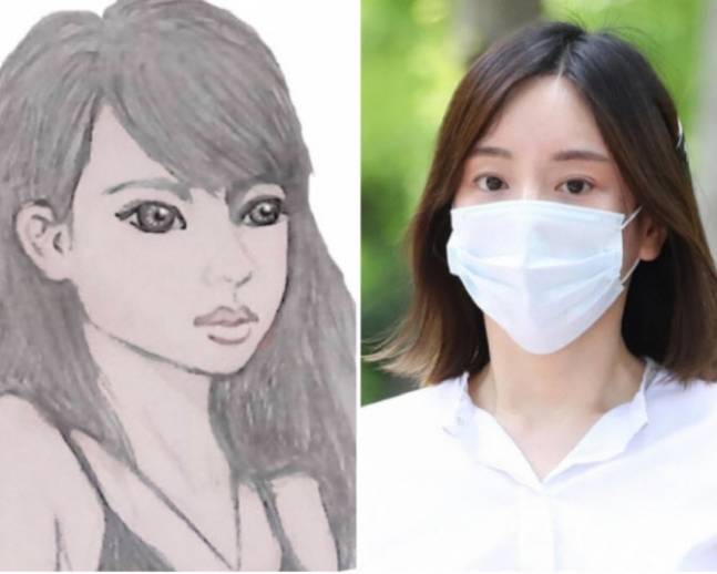 - 황재필씨 블로그에 소개된 황하나씨의 그림(왼쪽)과 황하나씨. 네이버웹툰 도전만화 홈페이지, 뉴시스