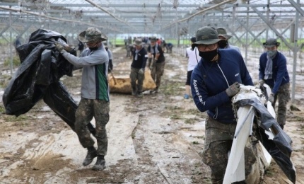 육군 6포병여단 장병들이 지난 2020년 경기도 연천에서 수해복구작업을 하고 있다.