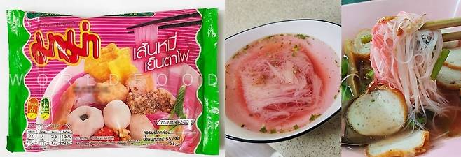 태국의 '핑크 쌀국수'인 꾸어이띠여우 옌타포