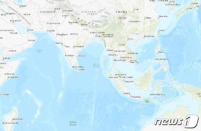 인도네시아 발리 인근 해역에서 규모 5.5의 지진이 발생했다. (미국 지질조사국, USGS 캡처)